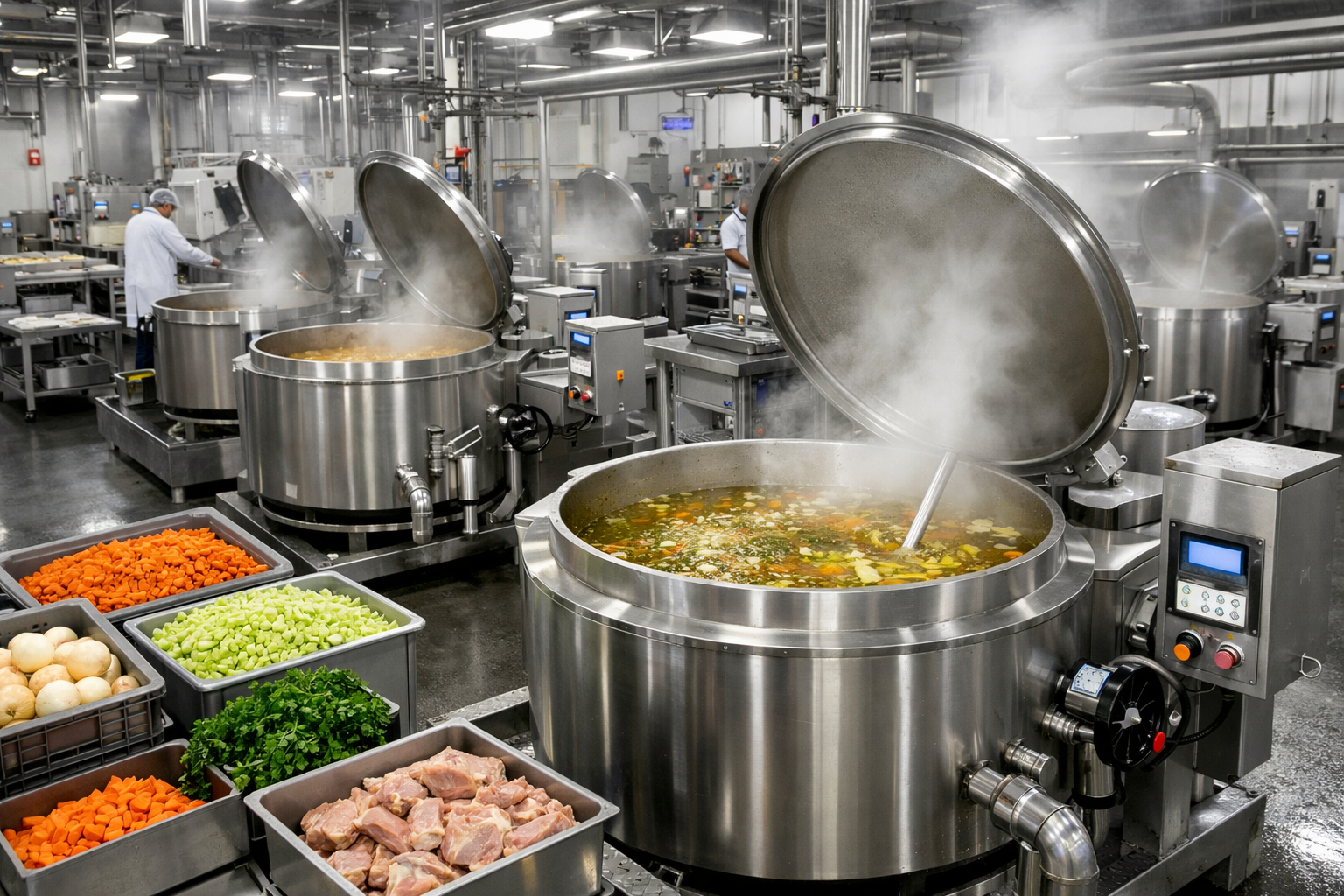 Broth and soup liquid food production